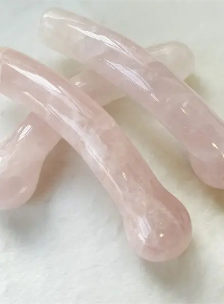 Nature pink Crystal Penis Bent Wands Circle Head Dildo Rose Quartz Yoni Massage Wand for Women Sex Toy