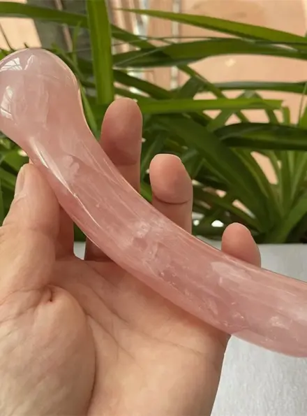 Nature Crystal Wand Rose Quartz Pink Penis Women Sex Toy Curved Dildo Yoni Massage Wand for Woman Dildo