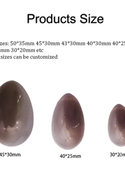 Healing Polished Grey Agate Egg Kaigl Vagina Dumbbell Vagina Ball Yoni Massage Stones 3 Sizes in a Set